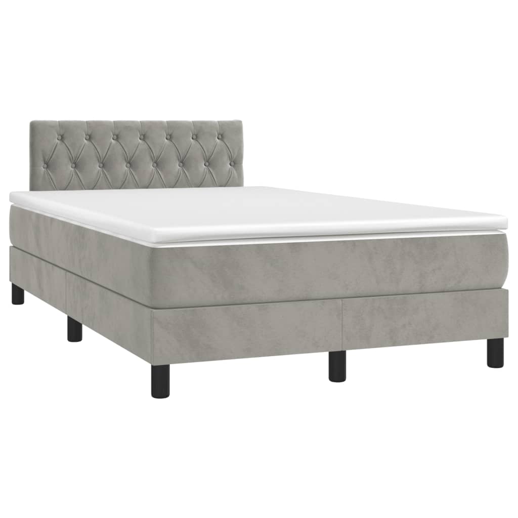 Box Spring Postel S Matrací Světle Šedá 120X190 Cm Samet