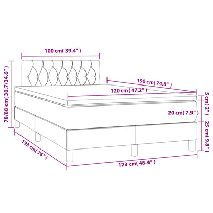 Box Spring Postel S Matrací Světle Šedá 120X190 Cm Samet