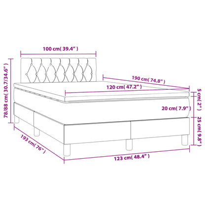 Box Spring Postel S Matrací Tmavě Šedý 120X190 Cm Samet