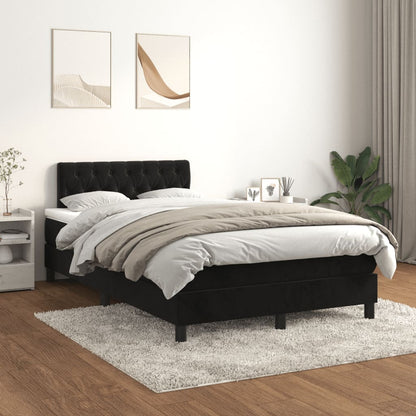 Box Spring Postel S Matrací Černá 120 X 190 Cm Samet