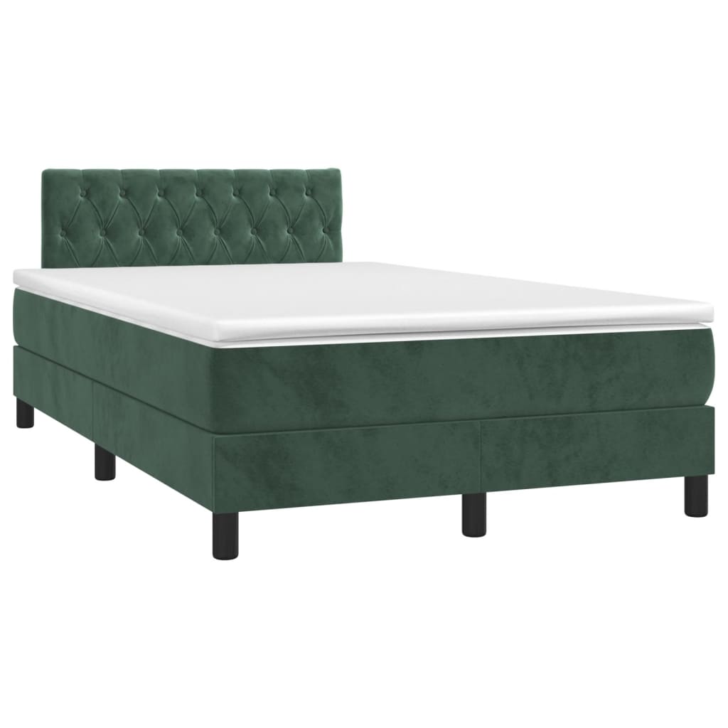 Box Spring Postel S Matrací Tmavě Zelená 120X190 Cm Samet