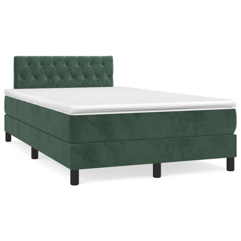 Box Spring Postel S Matrací Tmavě Zelená 120X190 Cm Samet