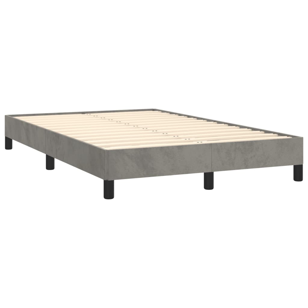 Box Spring Postel S Matrací Samet Světle Šedá