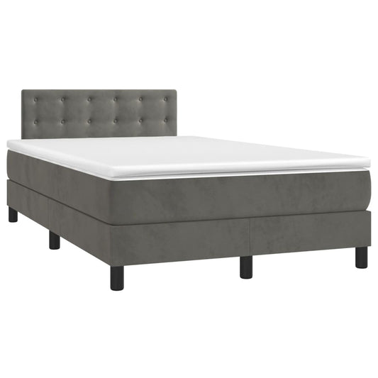 Box Spring Postel S Matrací Tmavě Šedý Samet Tmavě Šedá