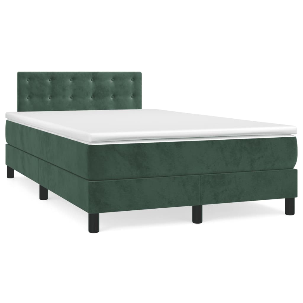 Box Spring Postel S Matrací Tmavě Zelená 120X190 Cm Samet