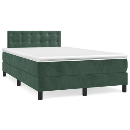 Box Spring Postel S Matrací Tmavě Zelená 120X190 Cm Samet