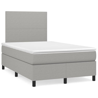 Box Spring Postel S Matrací Textil Světle Šedá