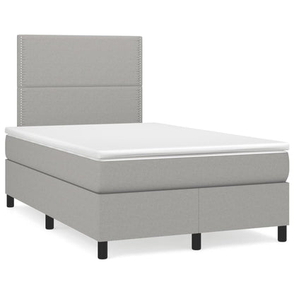 Box Spring Postel S Matrací Textil Světle Šedá