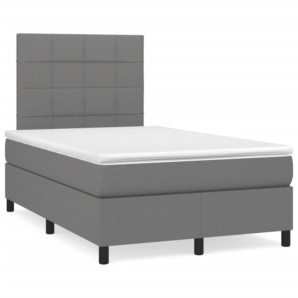 Box Spring Postel S Matrací Textil Tmavě Šedá