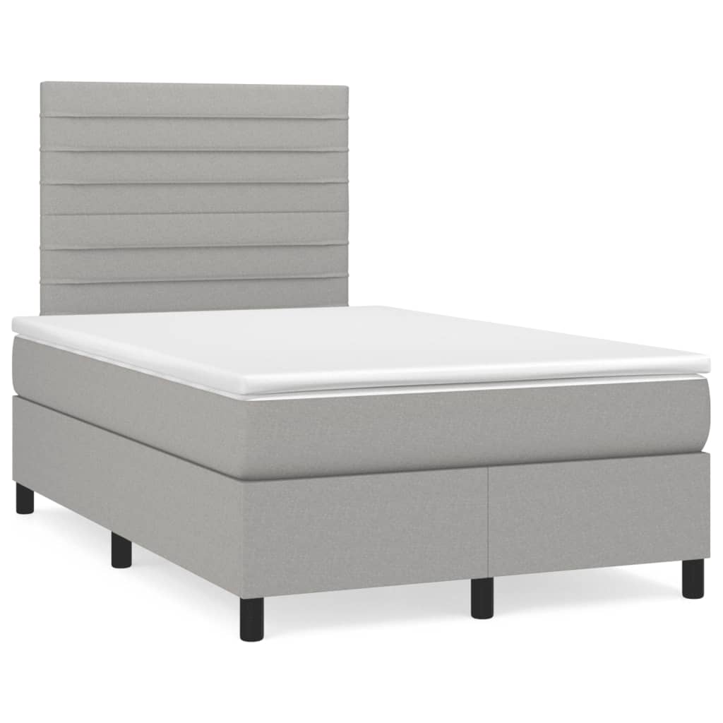 Box Spring Postel S Matrací Textil Světle Šedá