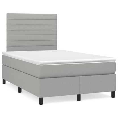 Box Spring Postel S Matrací Textil Světle Šedá
