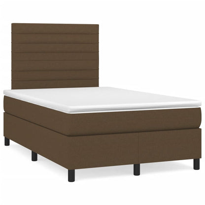 Box Spring Postel S Matrací Textil Tmavě Hnědá