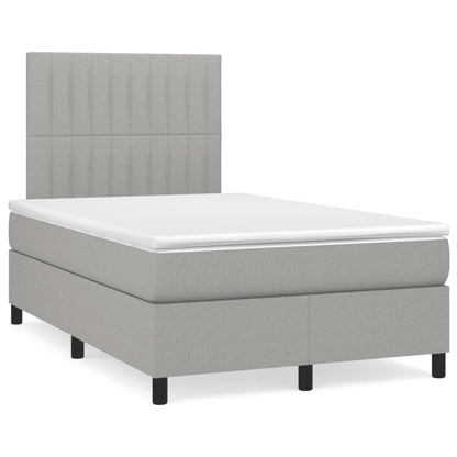 Box Spring Postel S Matrací Textil Světle Šedá
