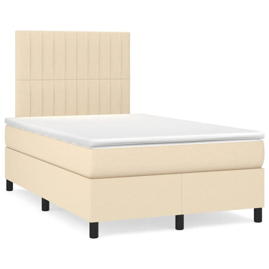 Box Spring Postel S Matrací Textil Krémová