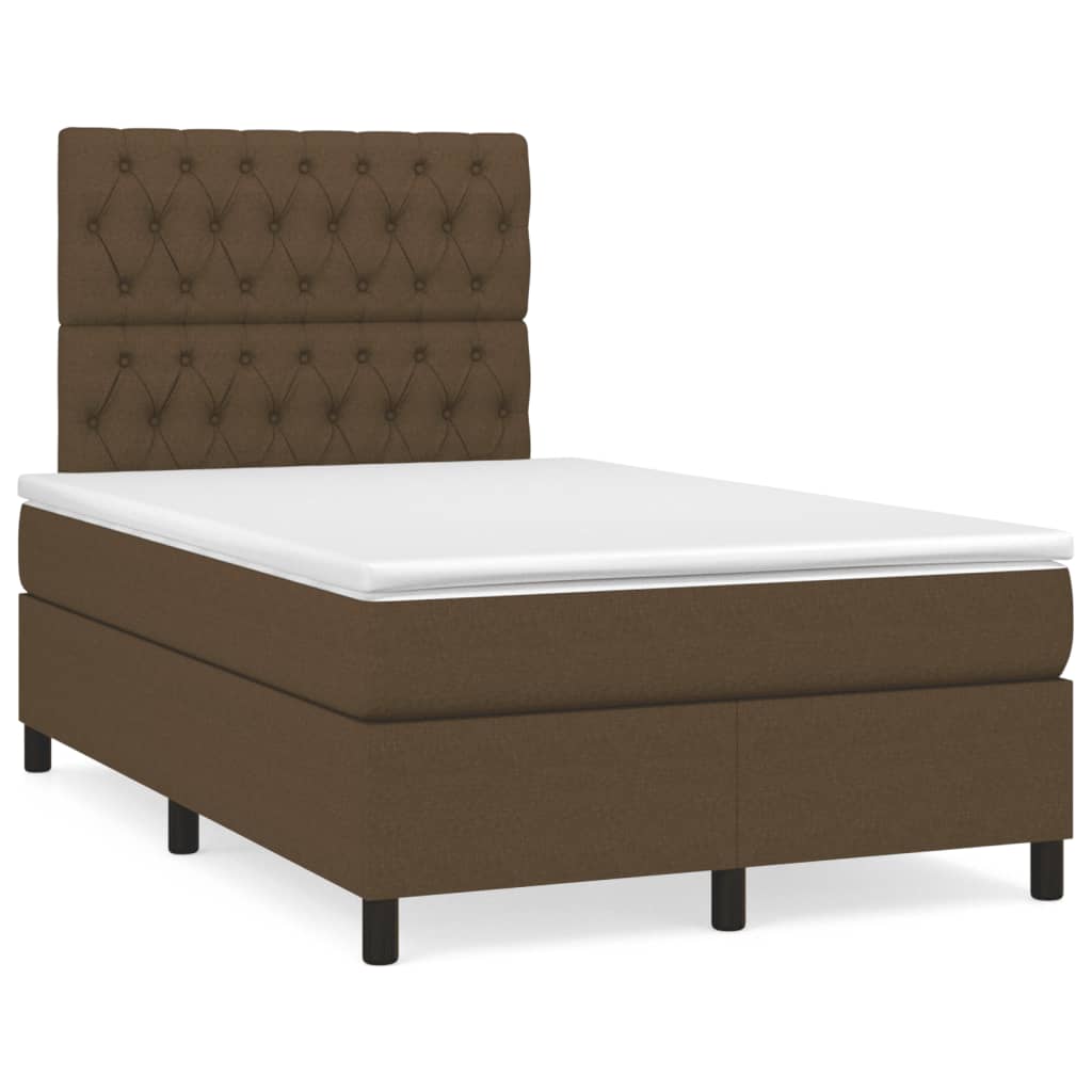 Box Spring Postel S Matrací Textil Tmavě Hnědá