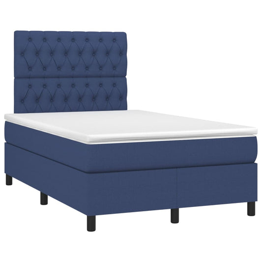 Box Spring Postel S Matrací Černá Textil Modrá