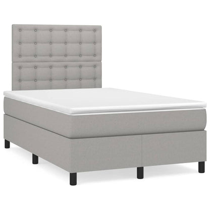 Box Spring Postel S Matrací Textil Světle Šedá