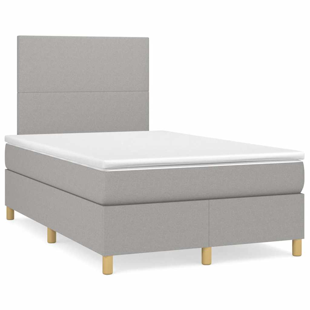 Box Spring Postel S Matrací Textil Světle Šedá