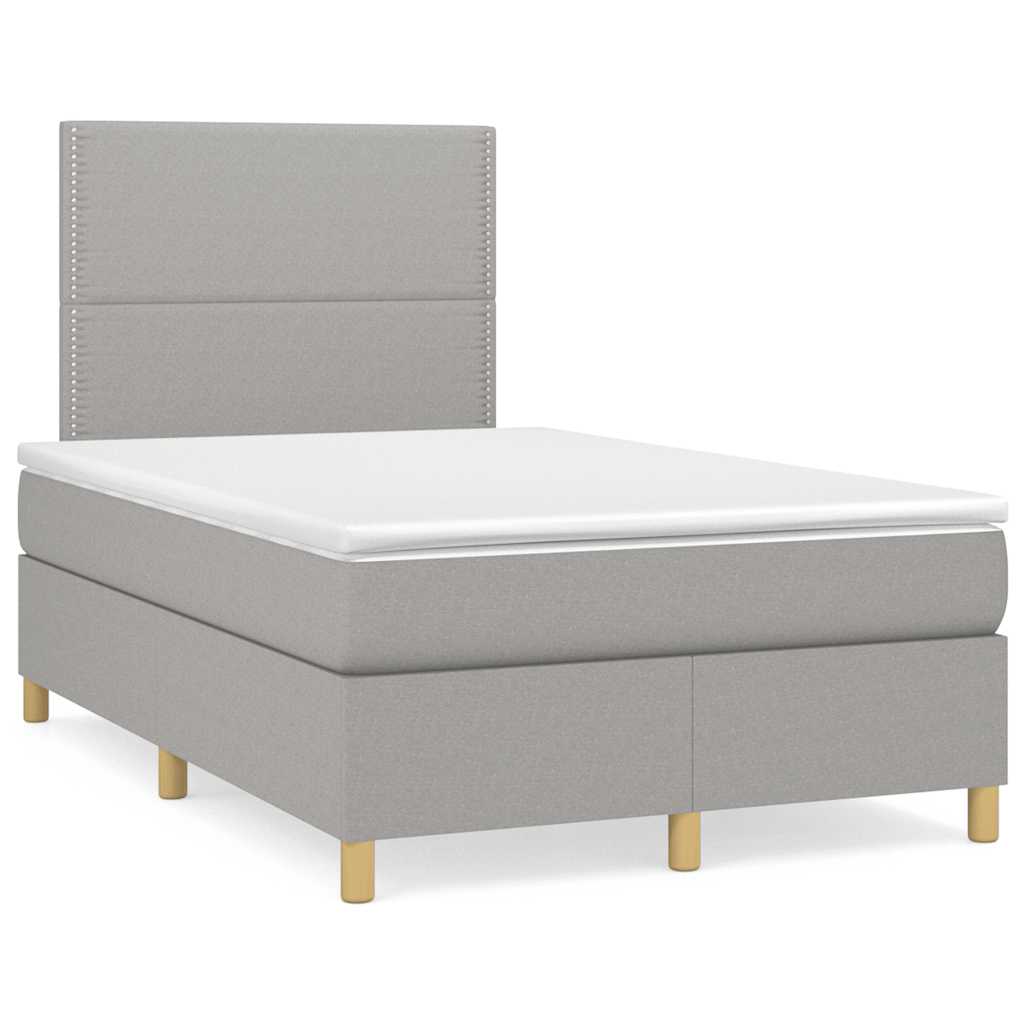 Box Spring Postel S Matrací Textil Světle Šedá