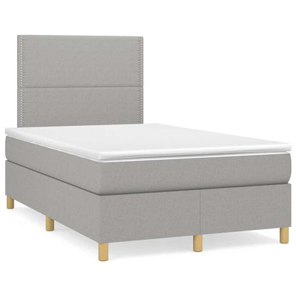 Box Spring Postel S Matrací Textil Světle Šedá