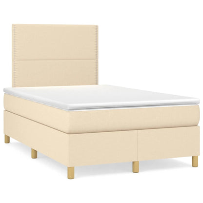 Box Spring Postel S Matrací Textil Krémová