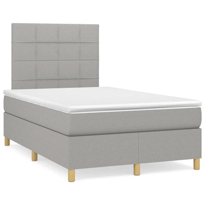 Box Spring Postel S Matrací Textil Světle Šedá