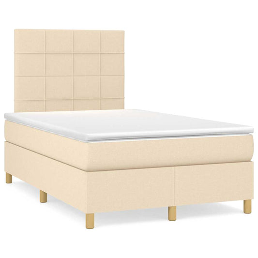 Box Spring Postel S Matrací Textil Krémová