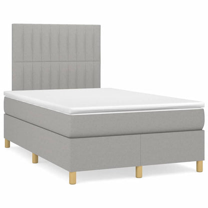 Box Spring Postel S Matrací Textil Světle Šedá