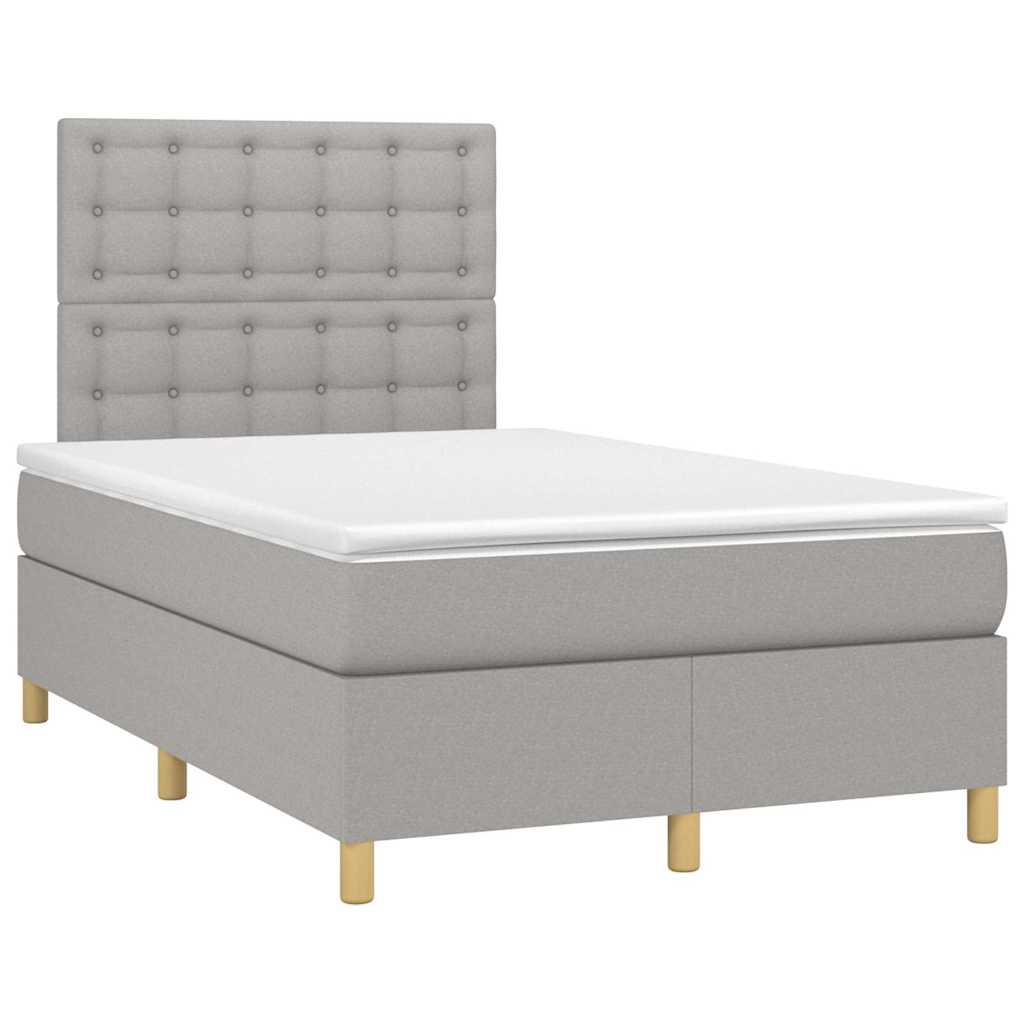 Box Spring Postel S Matrací Textil Světle Šedá