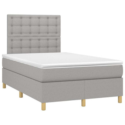 Box Spring Postel S Matrací Textil Světle Šedá