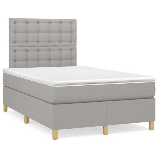 Box Spring Postel S Matrací Textil Světle Šedá