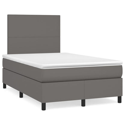 Box Spring Postel S Matrací Šedá Umělá Kůže Šedá