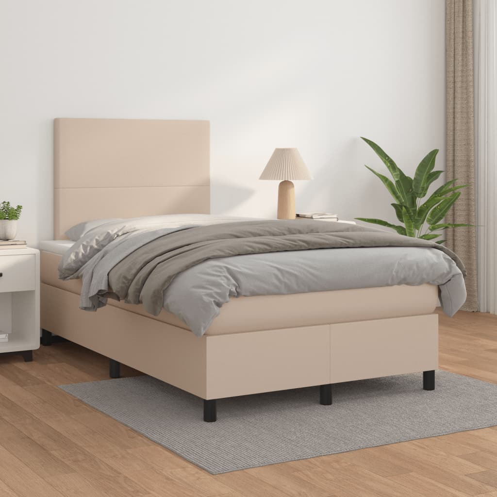 Box Spring Postel S Matrací Umělá Kůže Cappuccino