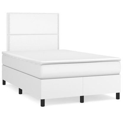 Box Spring Postel S Matrací Umělá Kůže Bílá