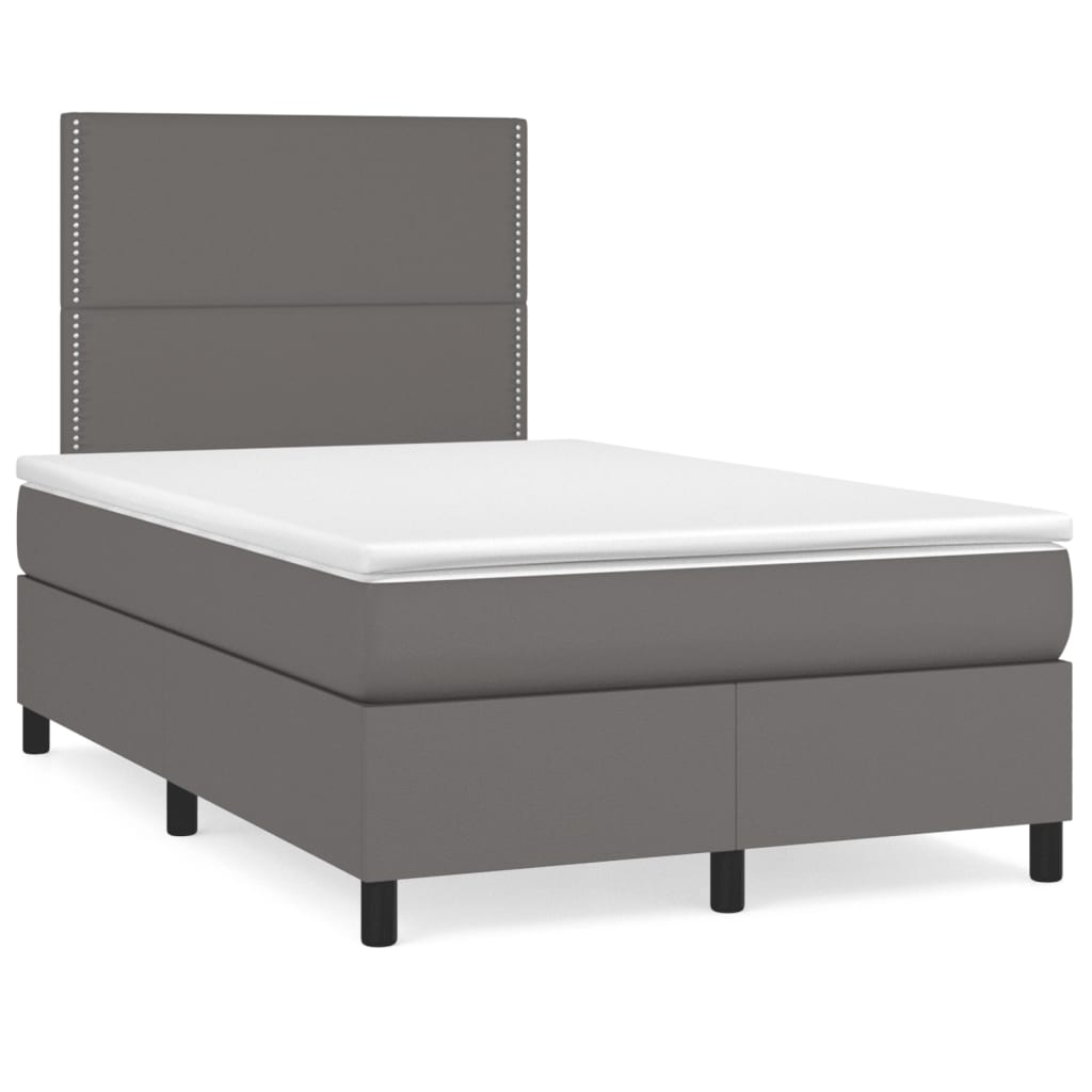 Box Spring Postel S Matrací Šedá Umělá Kůže Šedá