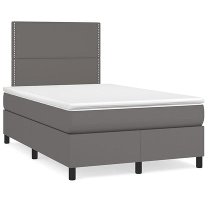 Box Spring Postel S Matrací Šedá Umělá Kůže Šedá