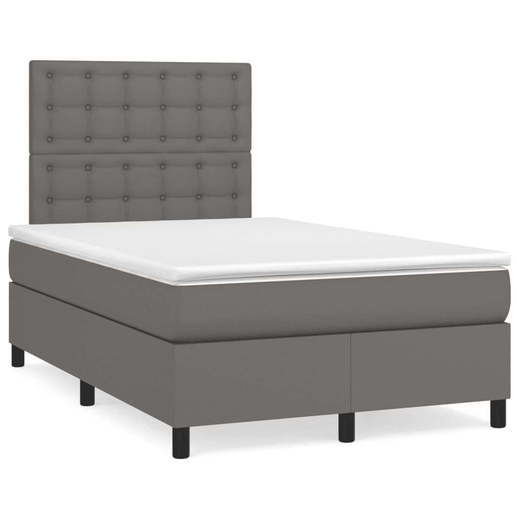 Box Spring Postel S Matrací Šedá Umělá Kůže Šedá