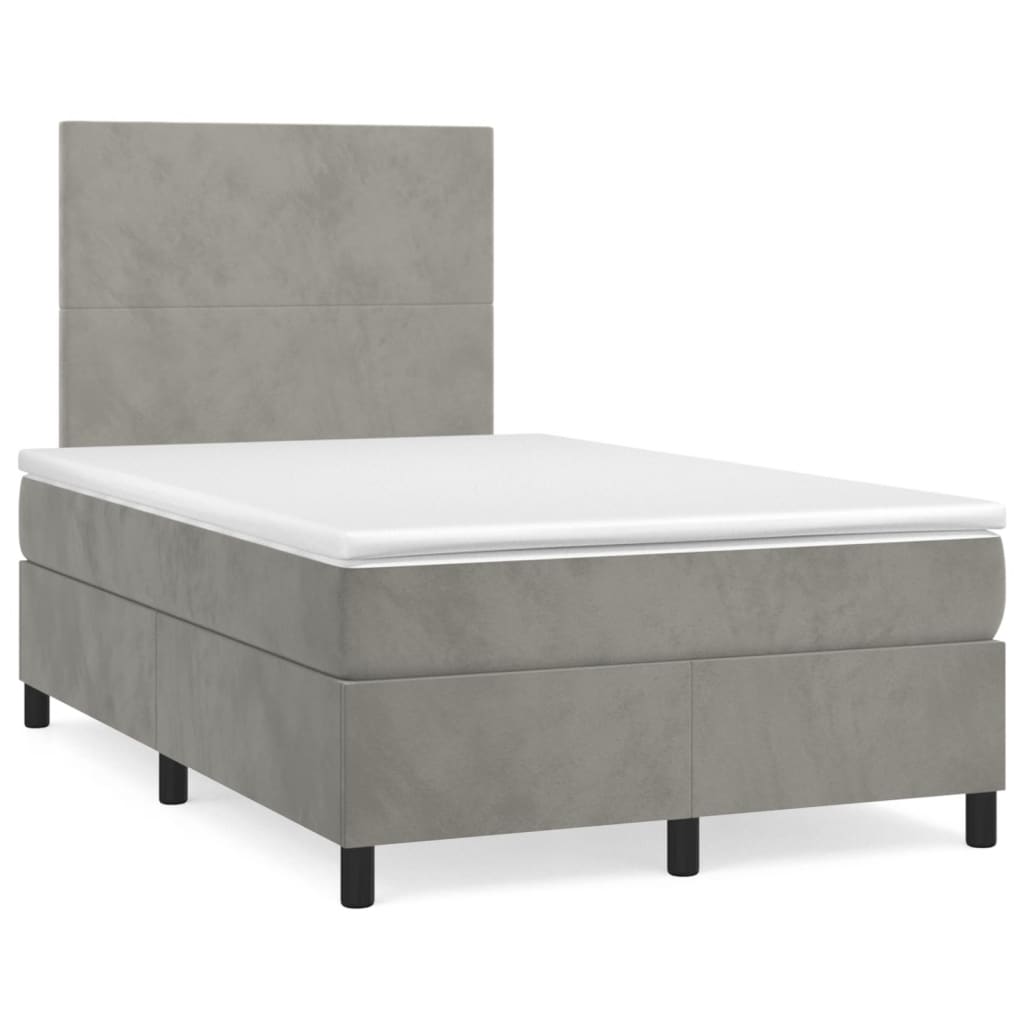 Box Spring Postel S Matrací Samet Světle Šedá