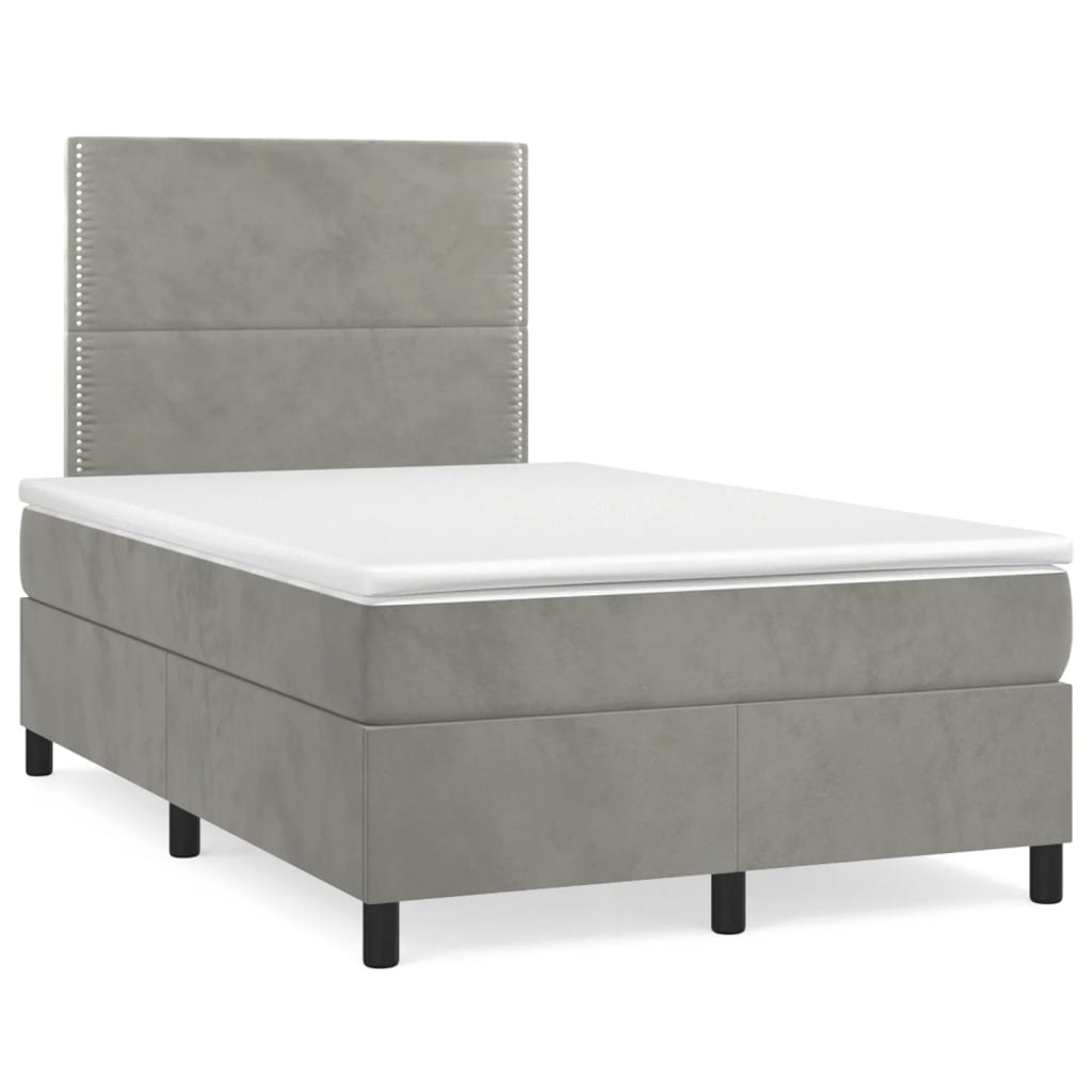 Box Spring Postel S Matrací Samet Světle Šedá