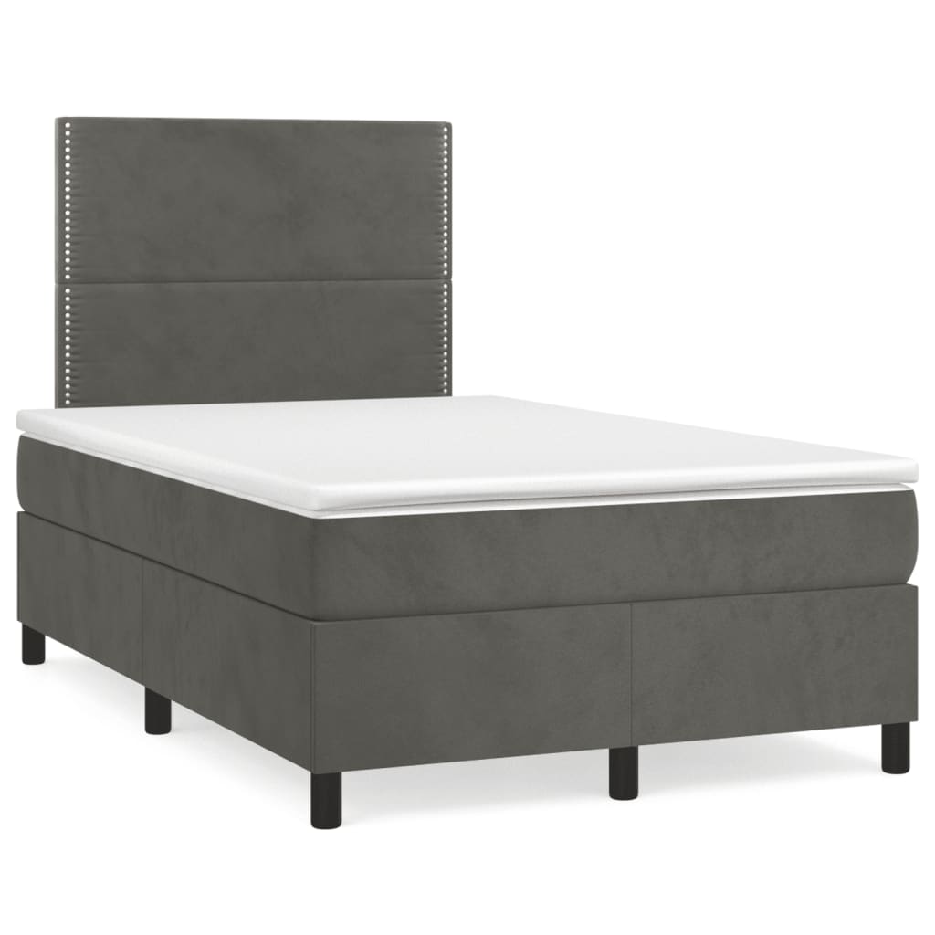 Box Spring Postel S Matrací Samet Tmavě Šedá