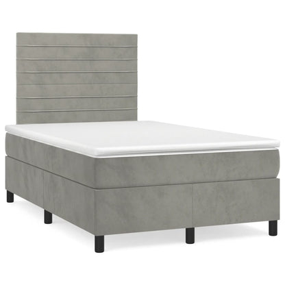 Box Spring Postel S Matrací Samet Světle Šedá