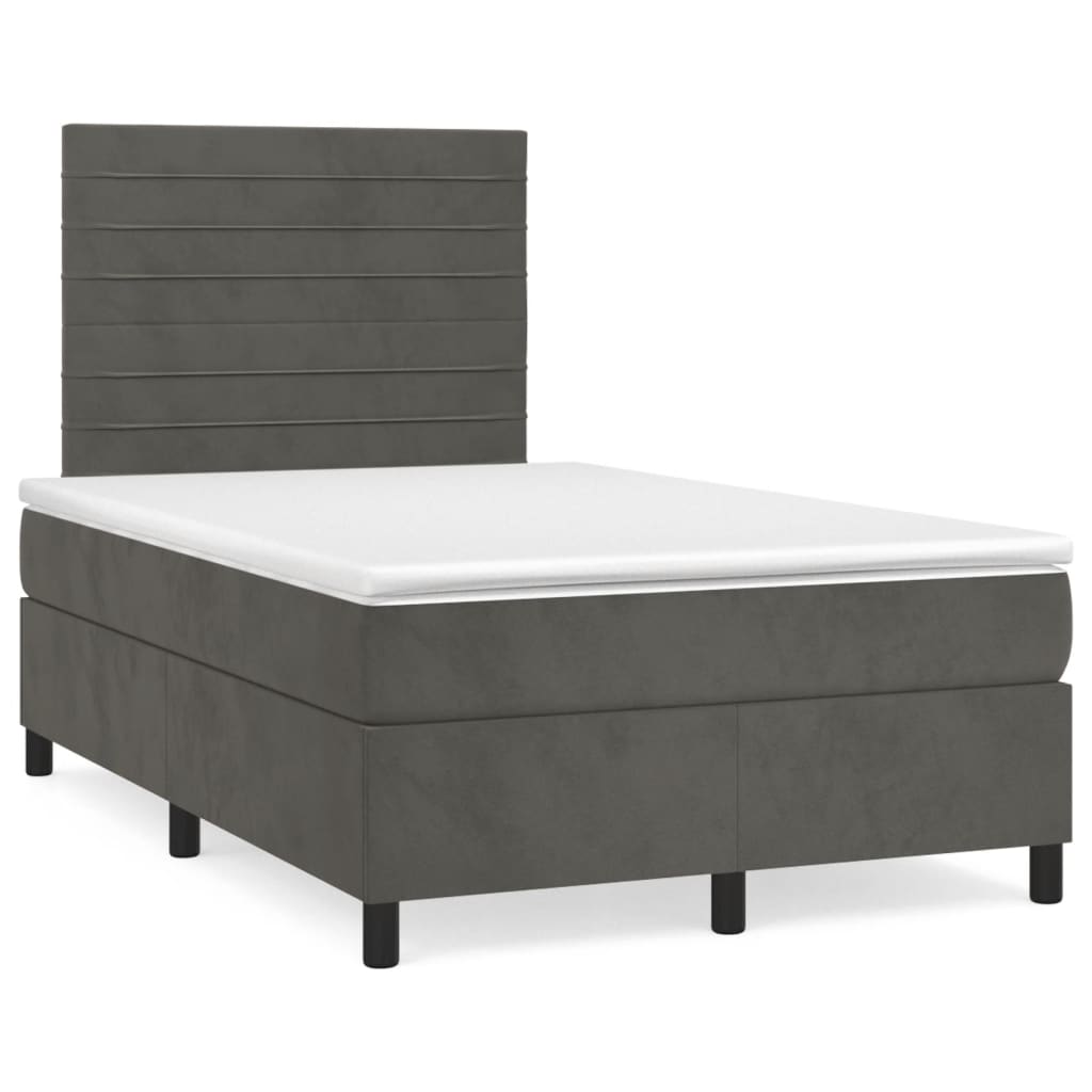 Box Spring Postel S Matrací Samet Tmavě Šedá