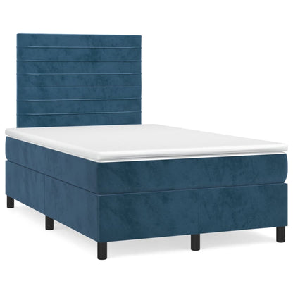 Box Spring Postel S Matrací Tmavě Modrá Samet Tmavě Moddrá