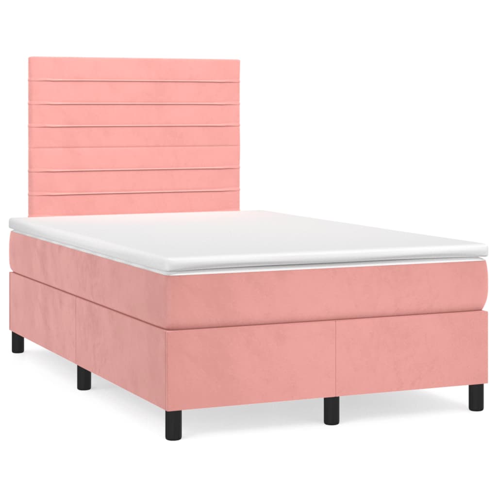 Box Spring Postel S Matrací Samet Růžová