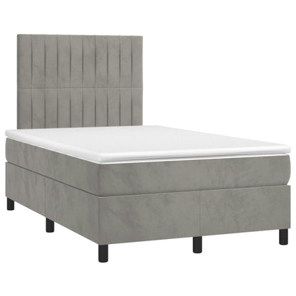 Box Spring Postel S Matrací Samet Světle Šedá