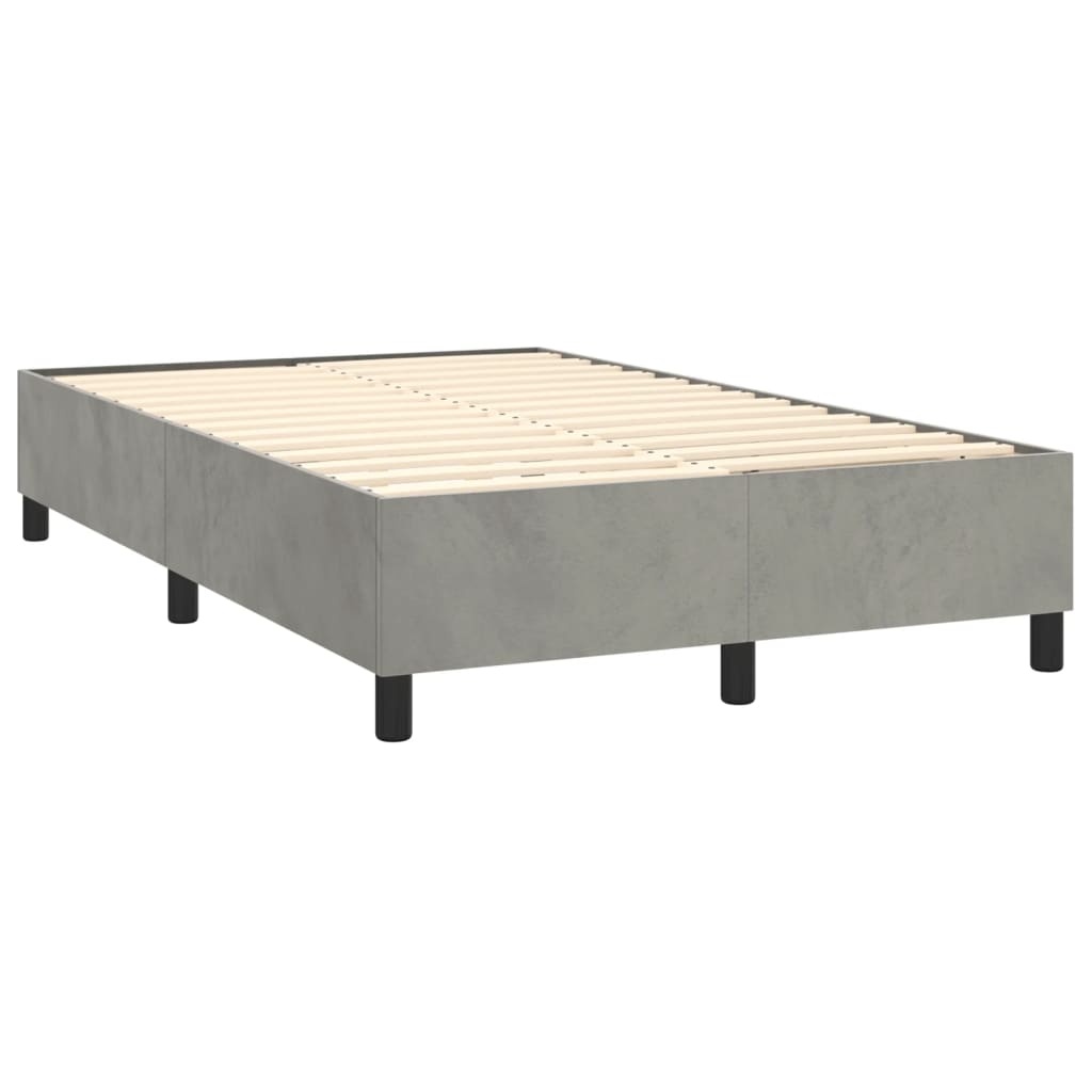 Box Spring Postel S Matrací Samet Světle Šedá