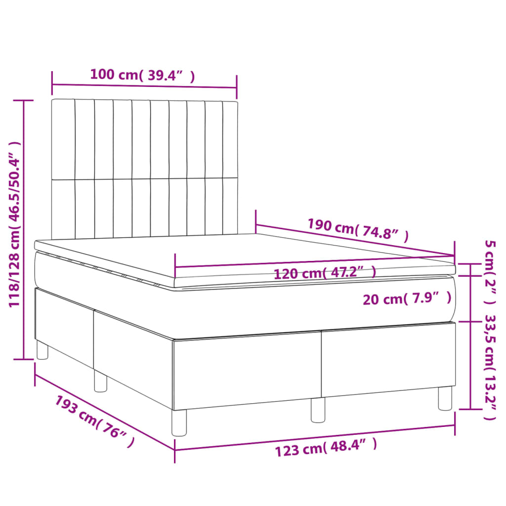 Box Spring Postel S Matrací Samet Světle Šedá