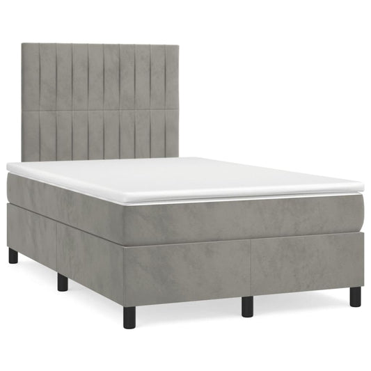 Box Spring Postel S Matrací Samet Světle Šedá