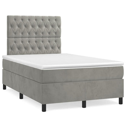 Box Spring Postel S Matrací Samet Světle Šedá
