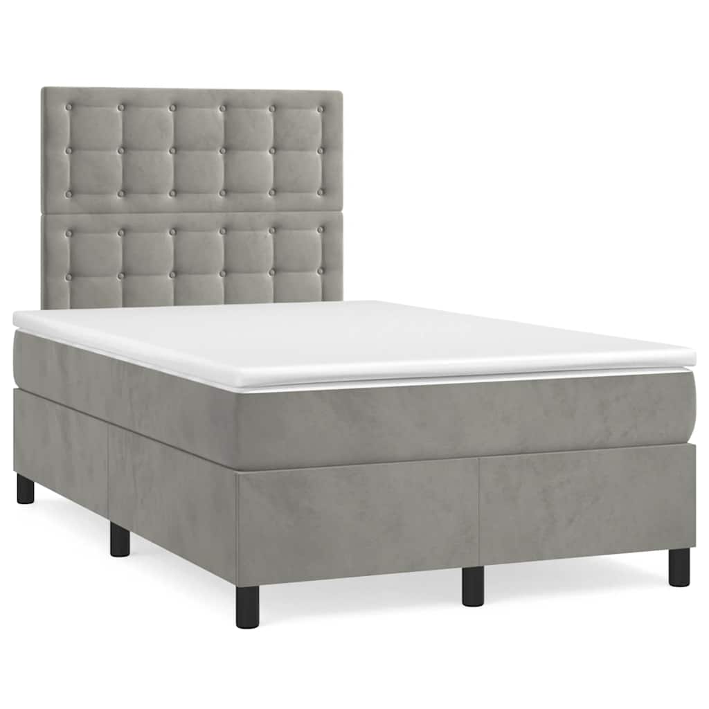 Box Spring Postel S Matrací Samet Světle Šedá